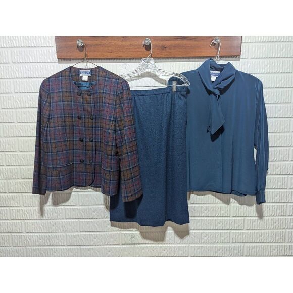 Pendleton Women's Multi-Color Plaid Double Breasted 3-Piece Set Size 10/12 - Picture 1 of 12